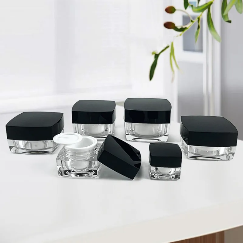 5G/10g/15g/30g/50 g štvorcových náplní fľaše Kozmetické prázdne nádoby Akrylové hrniec Eyeshadow Acryl Make -up fľaša na fľašu s krémom na tvár