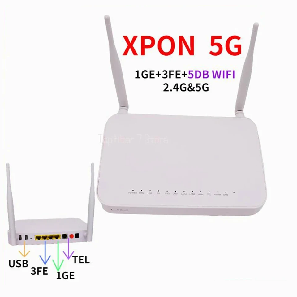 5G Xpon ONU 1GE+3FE+5DB WIFI 2,4G a 5G DUAL BAND FTTH OPTICKÉ Vlákno OLT OLT EPON GPON bez výkonu