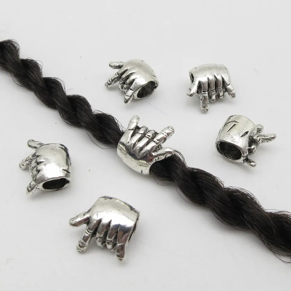 5ks-20ks kovové strieborné vikingové vlasové vrkočky Dread brady Dreadlock korálky Rings Tubové sponky Cuffs Príslušenstvo približne 5 mm otvor