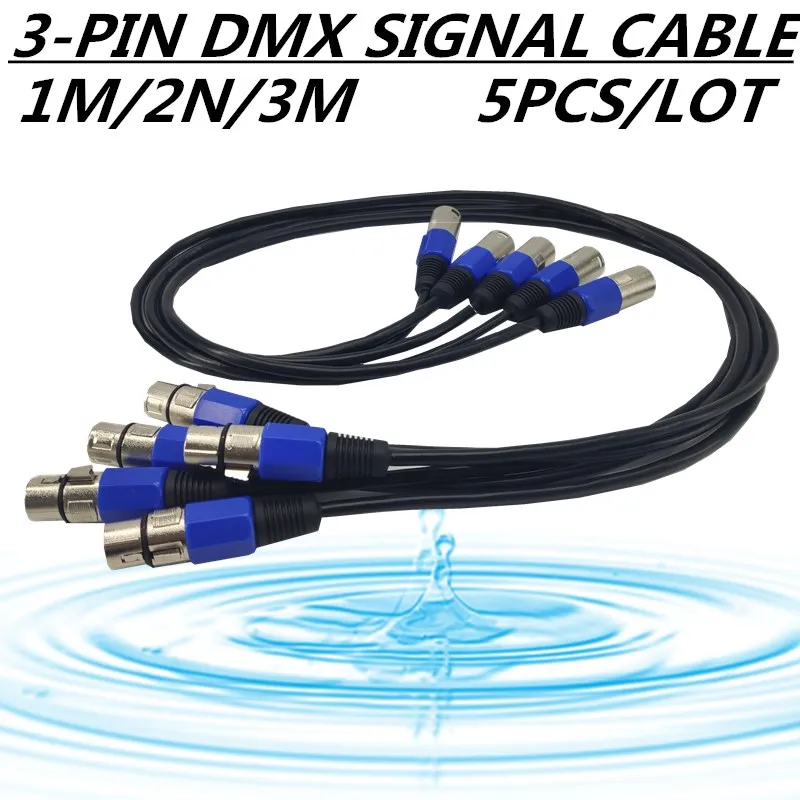 5ks/ 3-kolíkový kábel DMX 、 (1 m, 2m, 3m, 4 m, 5 m) LED PAR PAR SVETLO DMX Signal Line DJ Zariadenie