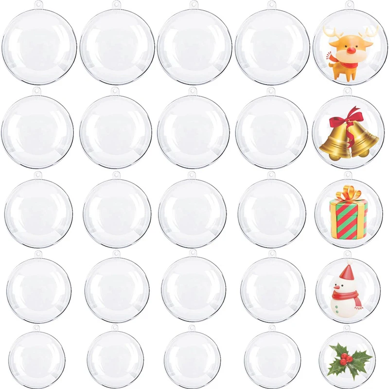 5ks 4/5/6/7/8cm priehľadné otvorené plastové vianočné ozdoby lopta číry Bauble Ornament Darček prítomný box DECORÁCIE