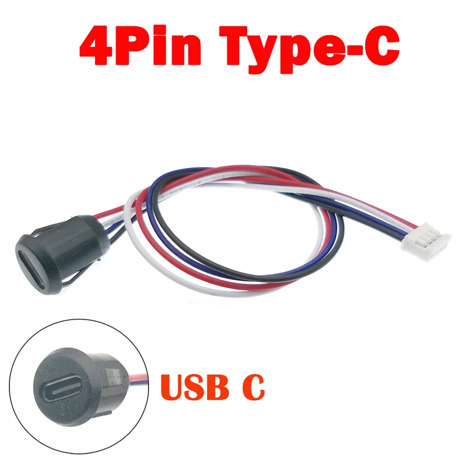5ks 4 PIN USB C Typ napájacieho konektora Priame kompresia Priama kompresia Ženská základná ženská objímka nabíjacie rozhranie s káblom