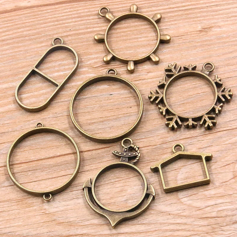 5ks 7 štýl okrúhly dom slnečné kúzlo duté lepidlo prázdne zviera Pendant Tray Rukovo kúzla DIY náramok náhrdelník ručne vyrábaný rázový form