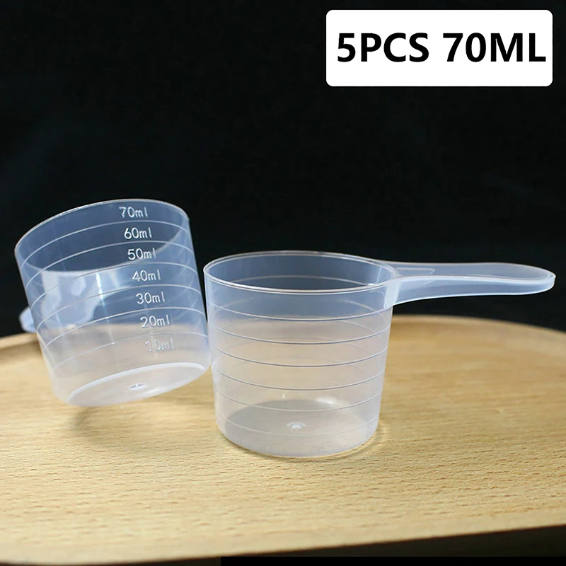 5ks 70 ml plastový merací šálka s priehľadným miešacím pohárom meracieho nádob