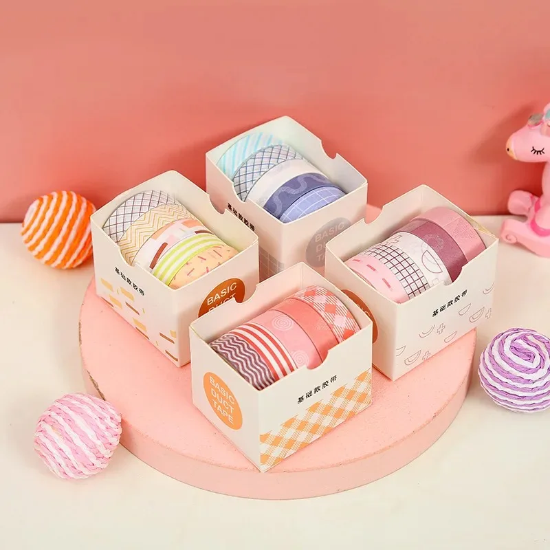 5ks/box Morandi Color Washi Tape Set DIY Scrapbooking for Junk Journal Solid Color Deco Masking Tape School School