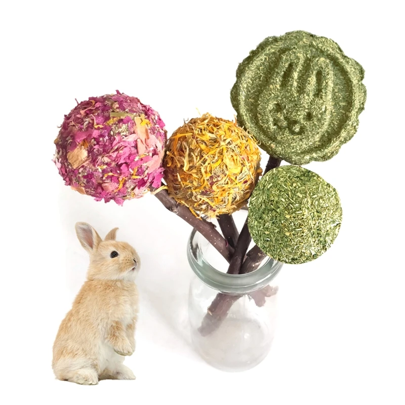 5ks Bunny Chew Hračky škrečok Hay ošetrené Timoted Gule Drevené palice Twigs trávnaté hračky pre malé maznáčiky Králiky morčatá Čistenie zubov
