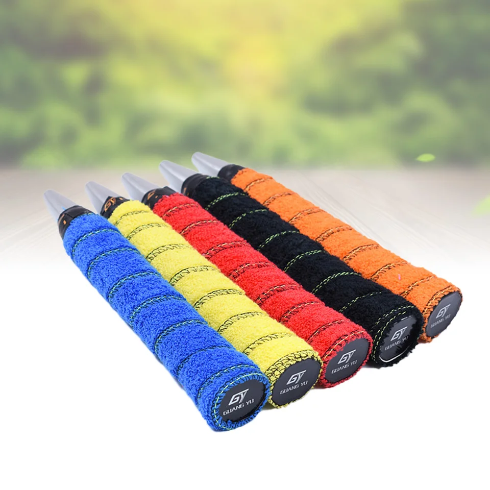 5ks Cotton Tennis Badminton Racket Grip Tape Anti Racket Grip Wrap Overgrip Tape pre športové badminton (náhodné farby)