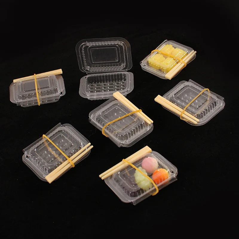 5ks Creative Fun Mini Transparentné jednorazové plastové plastové rýchle občerstvenie Chopstick Ručne vyrábané reštaurácia Balenie boxu obedové miniatúry