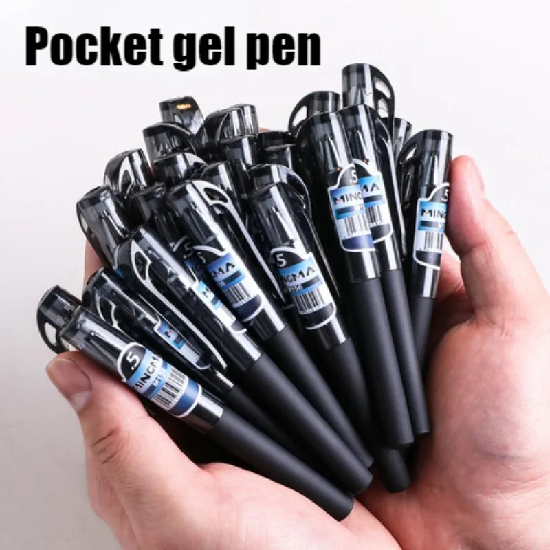 5ks Creative Short Mini Pocket Gel Pen Obchodný prenosný čierny atrament rýchle sušenie Podpisovanie perá pre študentov kancelárske potreby