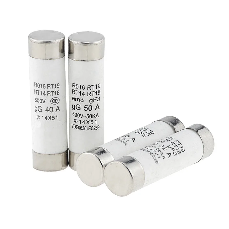 5ks dlhá kryt 14x51 keramická poistka 32a 40a 50a 63a Fusible Enlace pre RT18 R016 14*51 Jadro poistiek