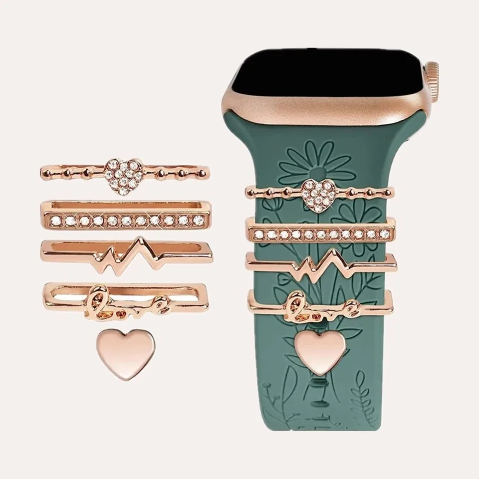 5ks Dodbácne hodinky Ring Ping Loops Nails Studs, Cute Metal Watch Charms Dekorácie kompatibilné s hodinkou Iwatch Series WatchB