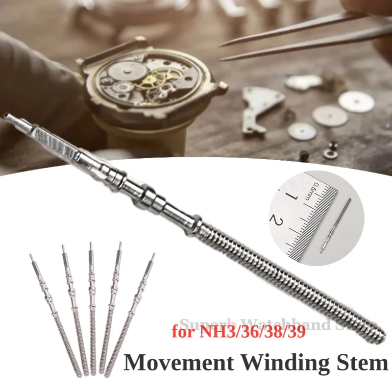 5ks hodinky pohyb stonky stonky oceľová stopka Kadová súprava hodiniek dielov NH35 NH36 NH38 NH39 MOUNTING STEM STEM STEM STEMN