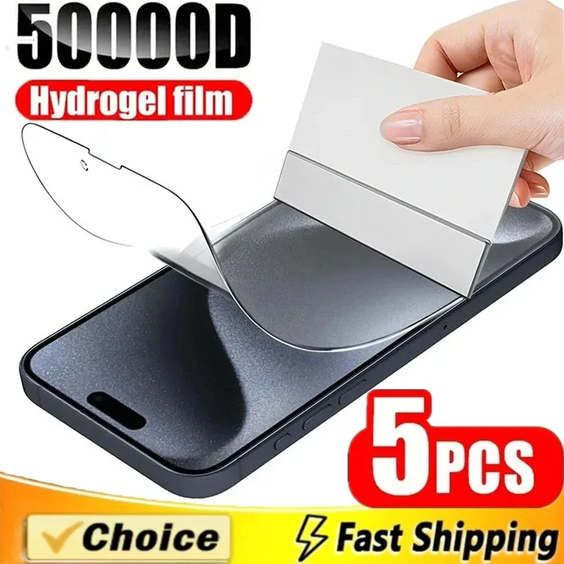 5ks Hydrogel Film pre iPhone 16 14 13 12 11 15 Pro Max 8 Plus chránič obrazovky pre iPhone 13 mini x xr xs max not sklo
