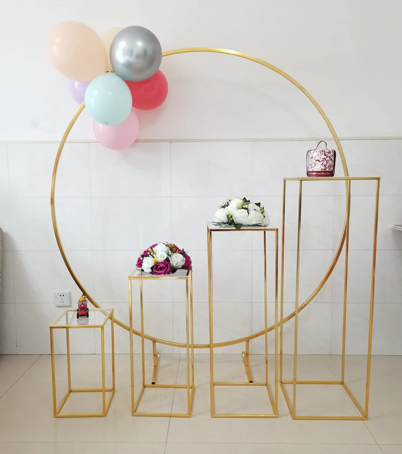 5ks Iron Circle Arch Flower Plint Pllint Cake stojan Balóny remeselnícky billboardový stojan na svadobné narodeninové oslavy Kady