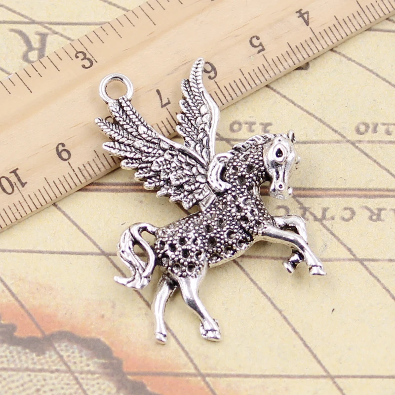 5ks kúzla Fly Horse Unicorn 52x42 mm tibetský bronzový strieborný farebný prívesky starožitné šperky výroba ručného remeselného prívesku pre domácich majstrov