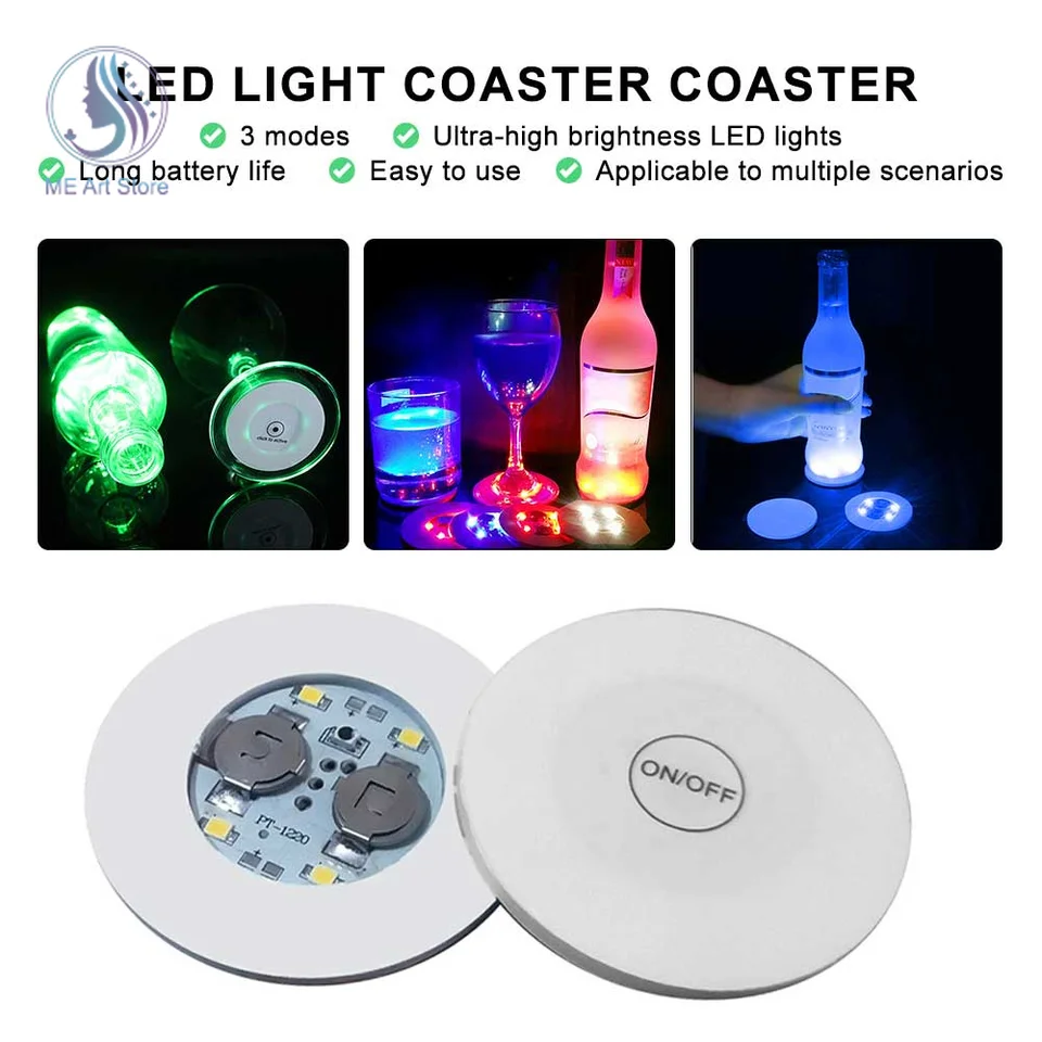 5ks LED fľaše Coasters Light LED bar Bar Light Up Coaster Stickers na nápoje šálka vína s likérou fľašu Coaster Atmosféra svetlo