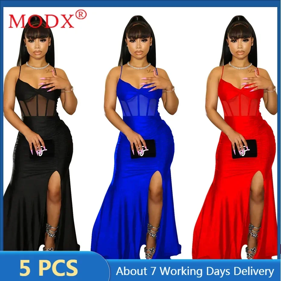 5ks letné šaty Ženy Všemé veľkoobchodné šaty Bodycon Sares Sling bez rukávov Sexy y2k Vestidos Solid.