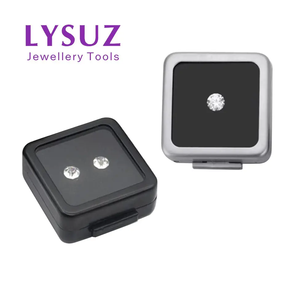 5ks Loose Diamond Gemstone Small Box Strieborný čierny kovový balenie Velvet Jars Displej klenu
