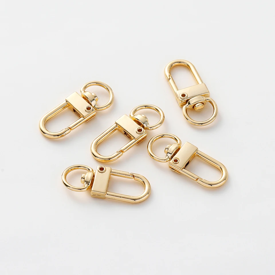 5ks/lot 14k 18k 18k Gold Trplated Split Key Ring Swivel Lobster Clasp Connector for Bag Retian Clacs DIY šperky na výrobu