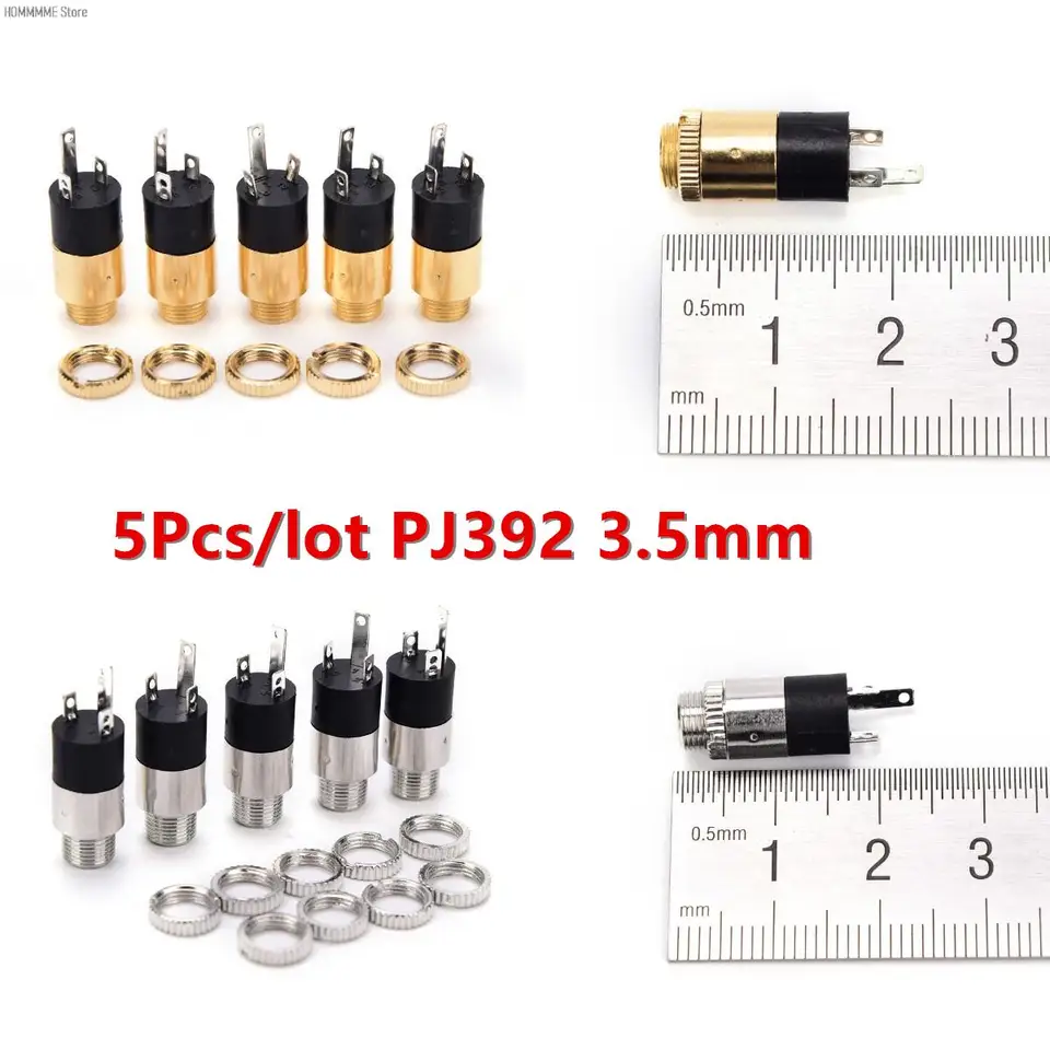 5ks / lot Gold / Silver PJ392 3,5 mm stereo ženský ponožkový jack 3.5 Audio konektor pre slúchadlá Veľkoobchod