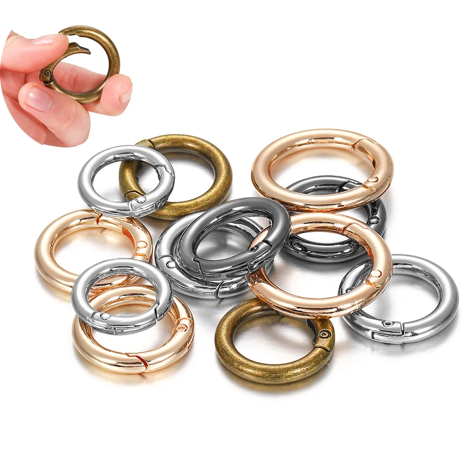 5ks/lot o krúžok spona kovová kovová jarná brána Keyring sponky sponky karabíny kabelky pre psie reťazce pre kutilové šperky na výrobu nálezov