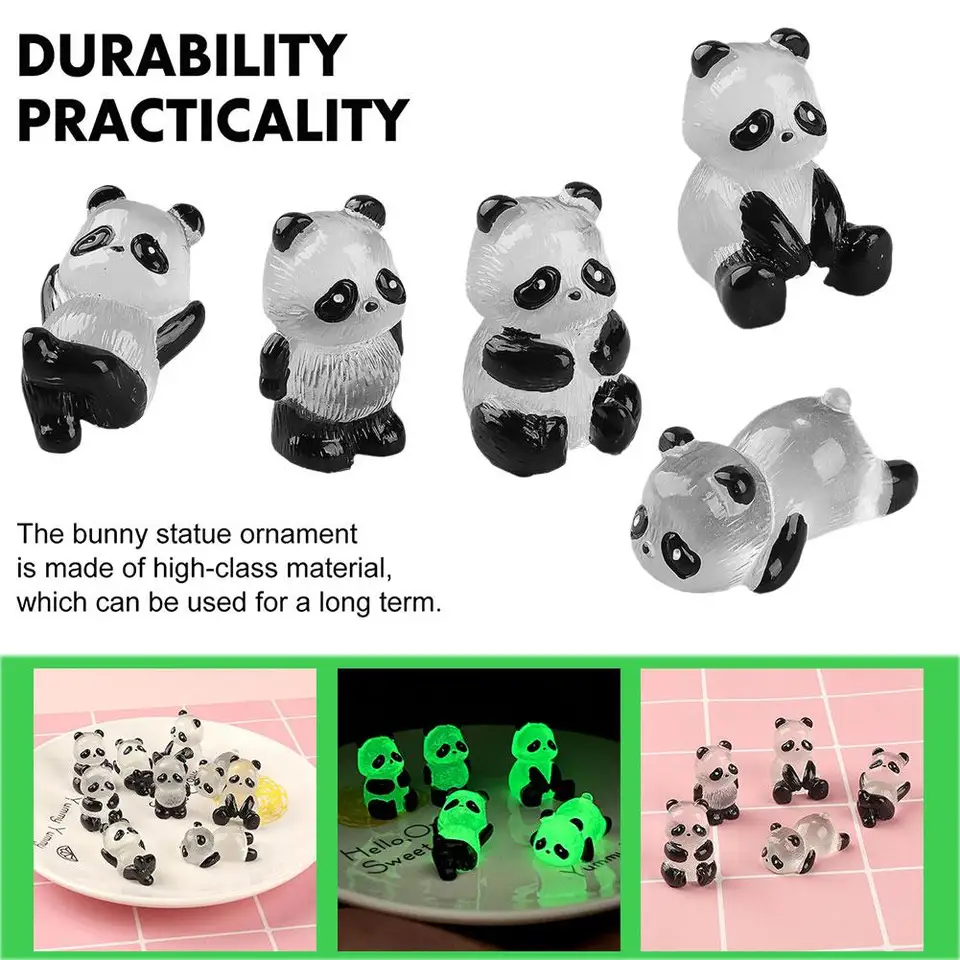 5ks Luminát mini panda dekorácie Karikatúra živici drak figúrky autá Ozdoby Žiariace mikropláka
