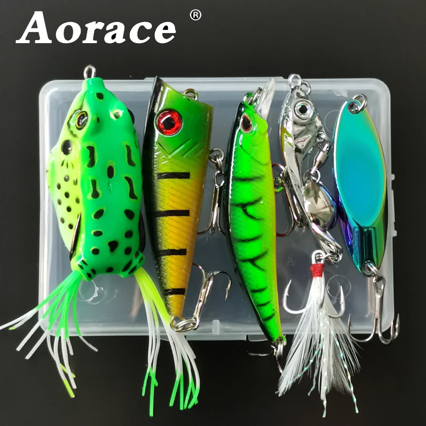 5ks Minnow Popper Soft Fishing Lure Set Wobblers pre šťuku trolling tvrdé návnady