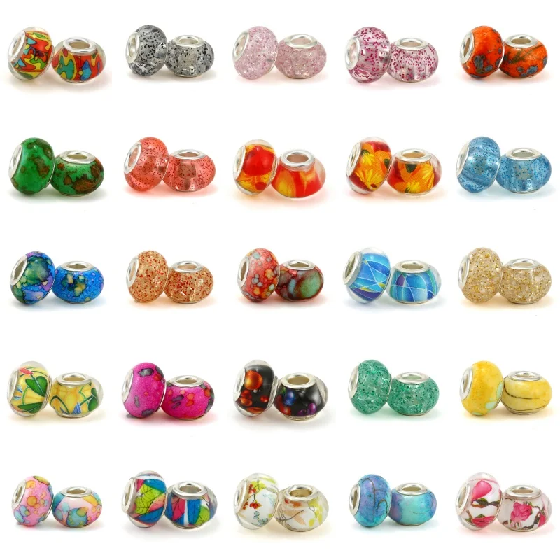 5ks nové 925 strieborné makroporézne živicové sklenené korálky Fit Pandora Charms Náramok Náramok náhrdelník Keychain Dievčatá Dievčatá šperky Darčeky