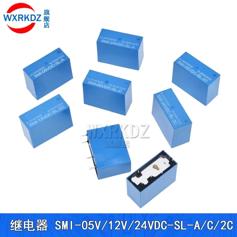 5ks Nové relé SMI-05V 12V 24VDC -SL-2C SMI-05VDC-SL-A SMI-12VDC-SL-C SMI-24VDC-SL-2C 10A 4/5/8PIN 5V 12V 24V Power relé