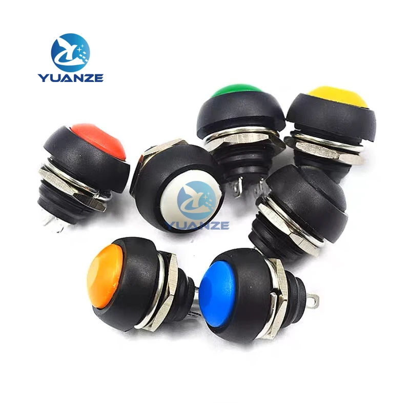 5ks PBS 33b Mini Samll Plast Plast Button Round Hlava Off Momentary Switch 2 PIN 12 mm vodotesný reset energie nekryje