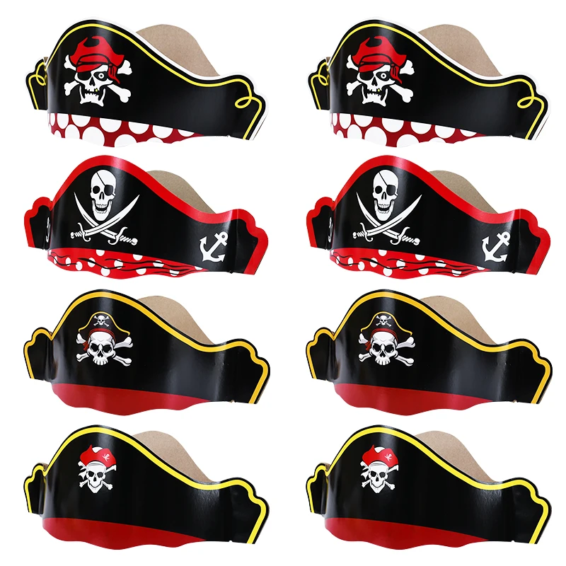 5ks pirátsky kapitán klobúk Kids narodeninová oslava laskavosti papierový klobúk Deti Dospelý Halloween Party Cosplay kostým Cap Cap Decoration Ress