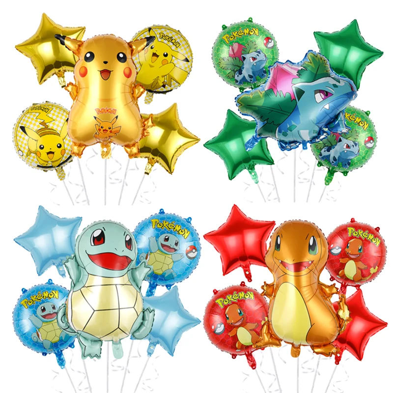 5ks Pokemon Go Pikachu hliníková fólia balón chlapec Girl Birthday Party poke Ball hélium Air globos dekorácie bábätko hračky