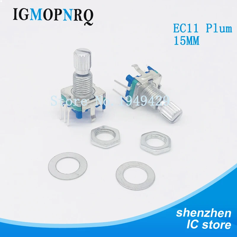 5ks / pozemok sliviek 15 mm rotačný kódovací spínač / EC11 / Digital Potentiometer s prepínačom 5 pinov