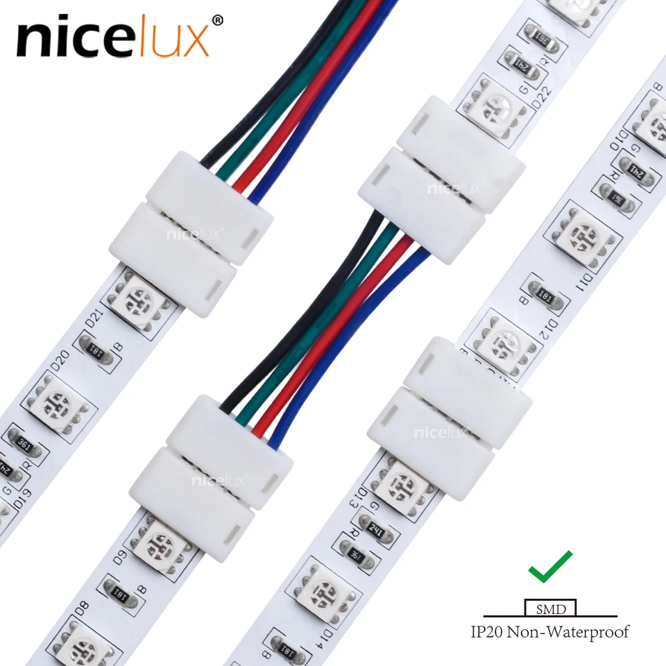 5ks pre 3528 5050 bezprostredne spájkovací klipový spojkový pás LED prúžky PCB 4pin 10 mm RGB I/U/L Tvarový káblový pripojenie Terminál Spojenie