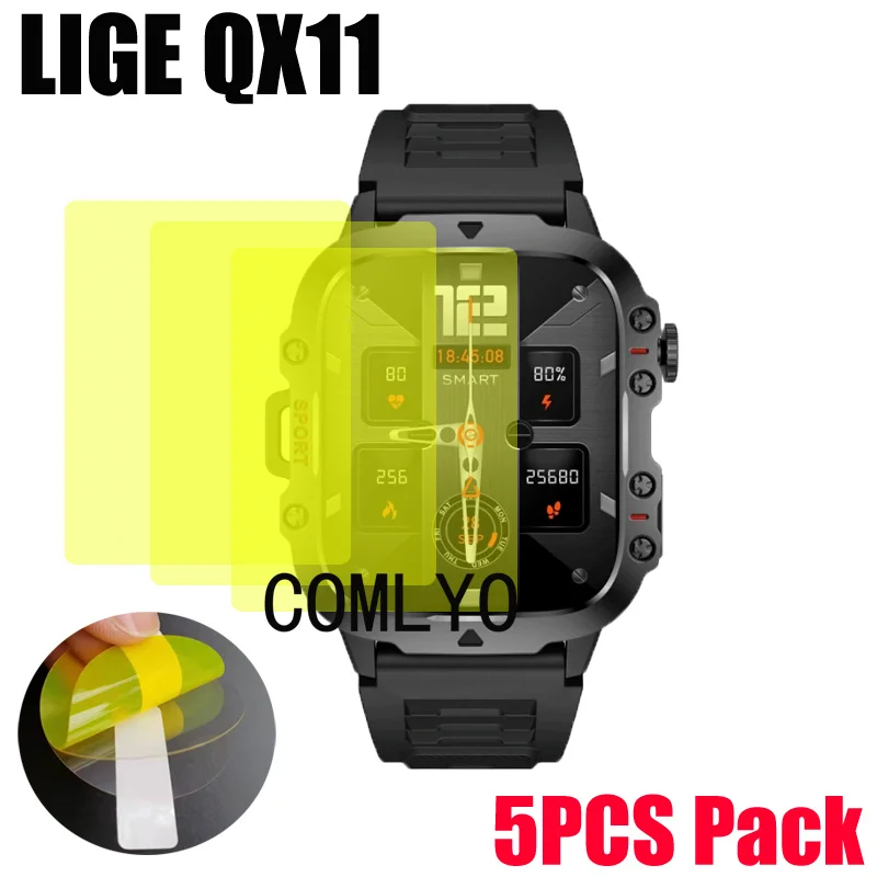 5ks pre LigE QX11 Smart Watch 1,96 palca Chránič obrazovky HD TPU Film