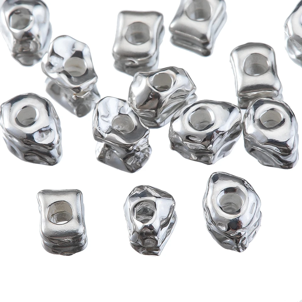 5ks Real 925 Sterling Silver Loose guľôčky anizotropné veľké diery ploché korálky pre šperky výroby DIY náramok náhrdelníkov