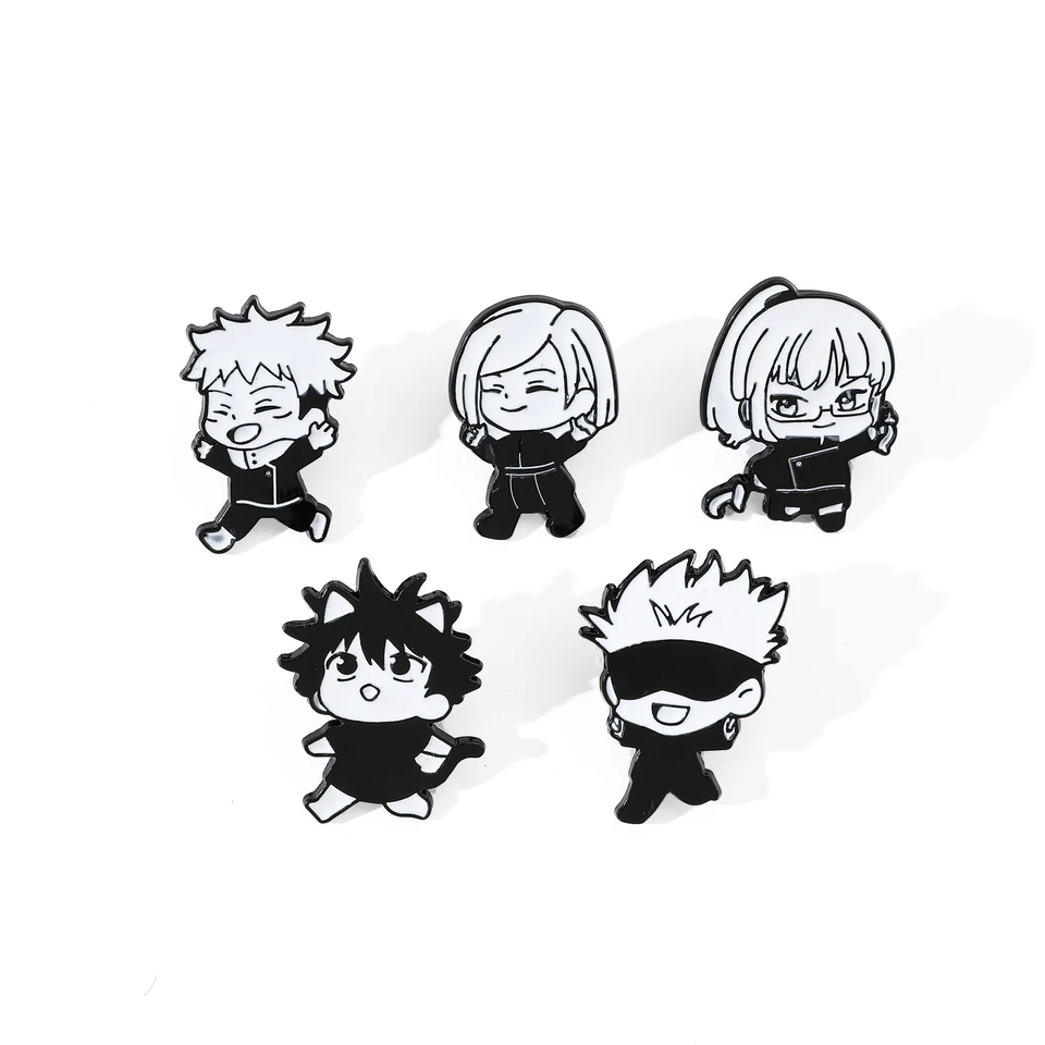 5ks/set anime jujutsu kaisen kolíky Zhromažďovanie gojo satoru fusiguro megumi inumaki toge toge toge toge kovové odznaky brošnu brošú