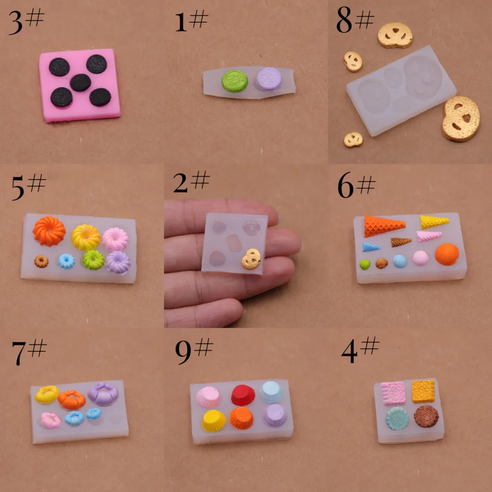 5ks/set Mini sušienky silikónové formy Fondant Cukor Cake Decoration Chocolate Clay Epoxy kryštálové formy na pečenie Kuchynské doplnky