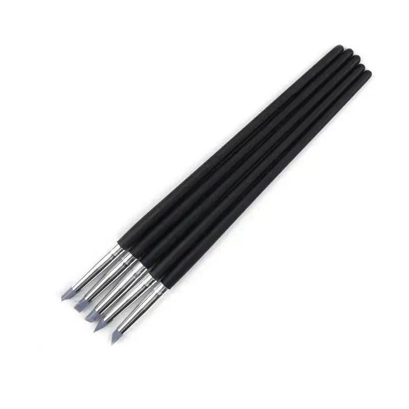 5ks/set Silikone Nail Art Pen Brush UV Gél Poľský špič 3D Obrázok DIY bodkovanie Poľské kefy sochárske pero DIY manikúra