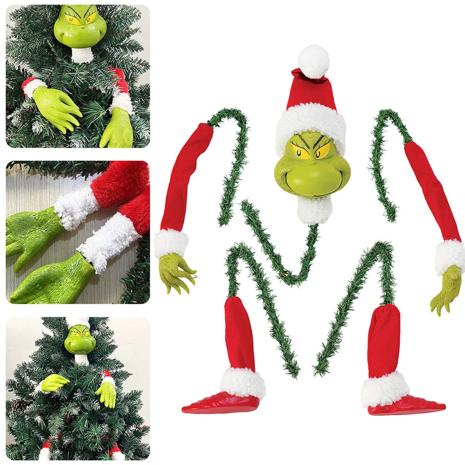 5ks/set ukradnuté splnené uviaznuté topper garland ornament Grinch Tree Decor Decor Vianoce elf dekorácie tela dekorácia na vianočný stromček