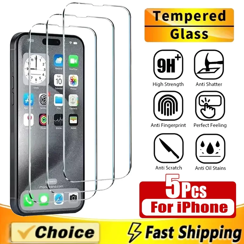 5ks temperované sklo pre iPhone 16 Pro Max