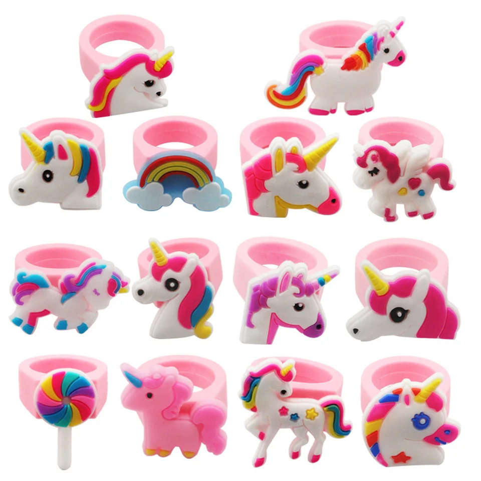 5ks Unicorn Ring Ring Karikatúra Mermaid Luminous Detské prsteň pre deti Nový rok narodeniny Darček Darček pre dekorácie Dodávky
