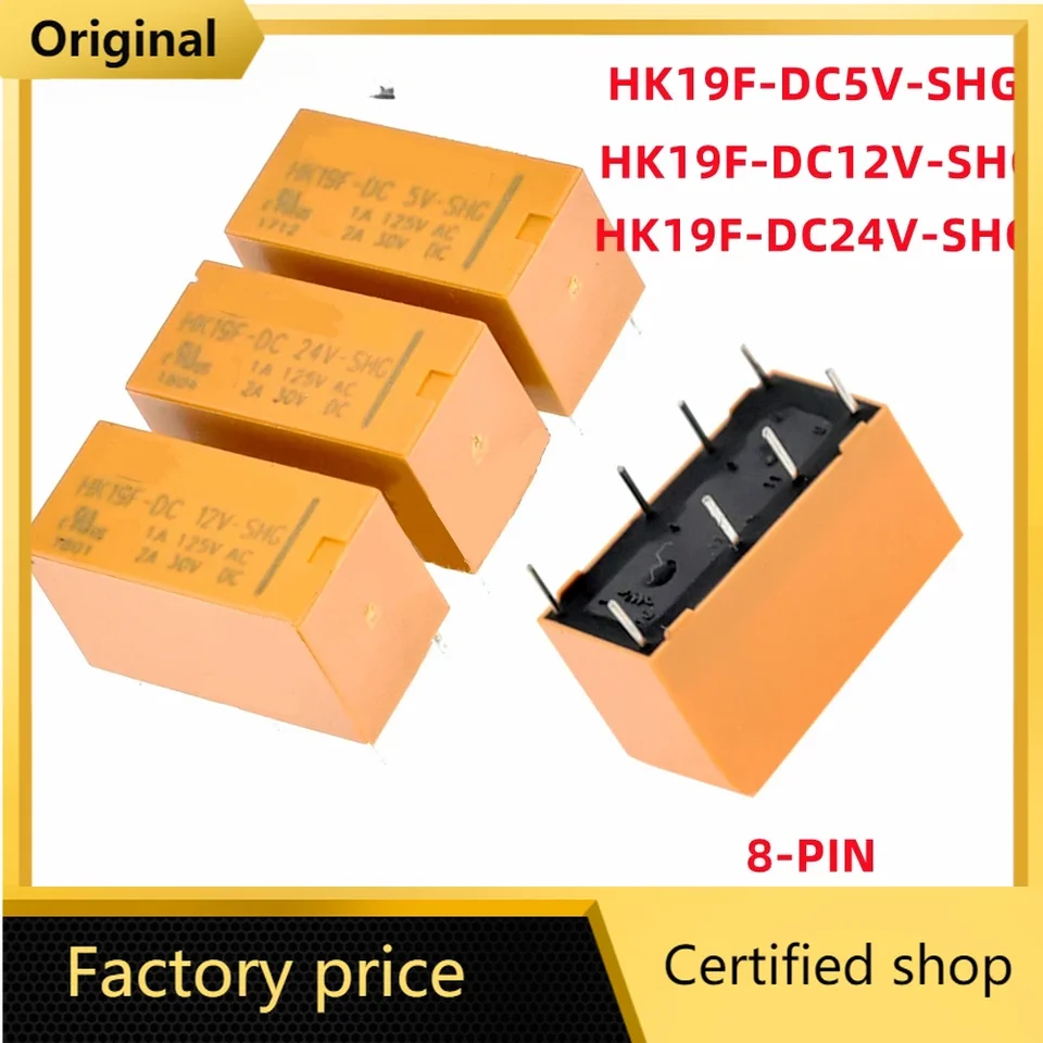 5ks/veľa originálu HK19F-DC 3V 5V 9V 12V 24V-SHG 2a 8pin relé