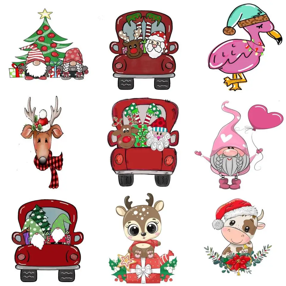 5ks/veľa roztomilého vianočného dizajnu Santa Holly Gnome Acrylic Flatarback Resins