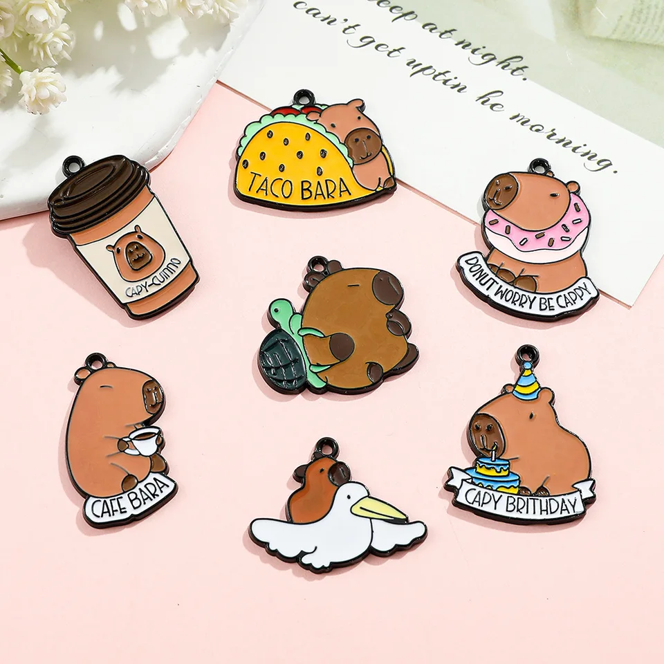 5ks/veľa roztomilých kreslených capybara figúrka smaltu pre ženy DIY šperky náramky Náramok Náramok Náramok