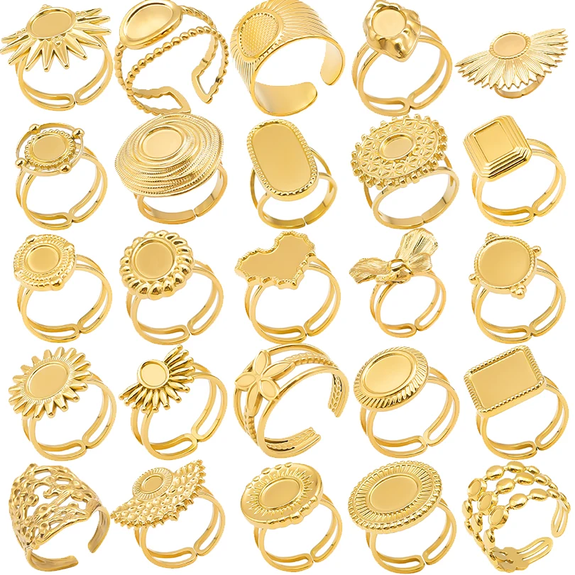 5ks z nehrdzavejúcej ocele DIY Zlaté nastaviteľné nastavenie Rings pre ženy