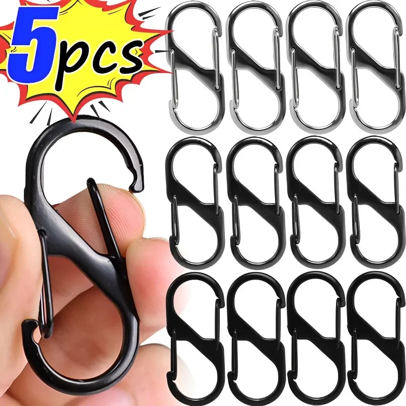 5ks zink zink zliatiny S Tvar kempingu Carabiners bezpečnostné sponky vonkajšie športové fľaše batohové batohy Keychain lezenie na turistické háčiky Nástroj