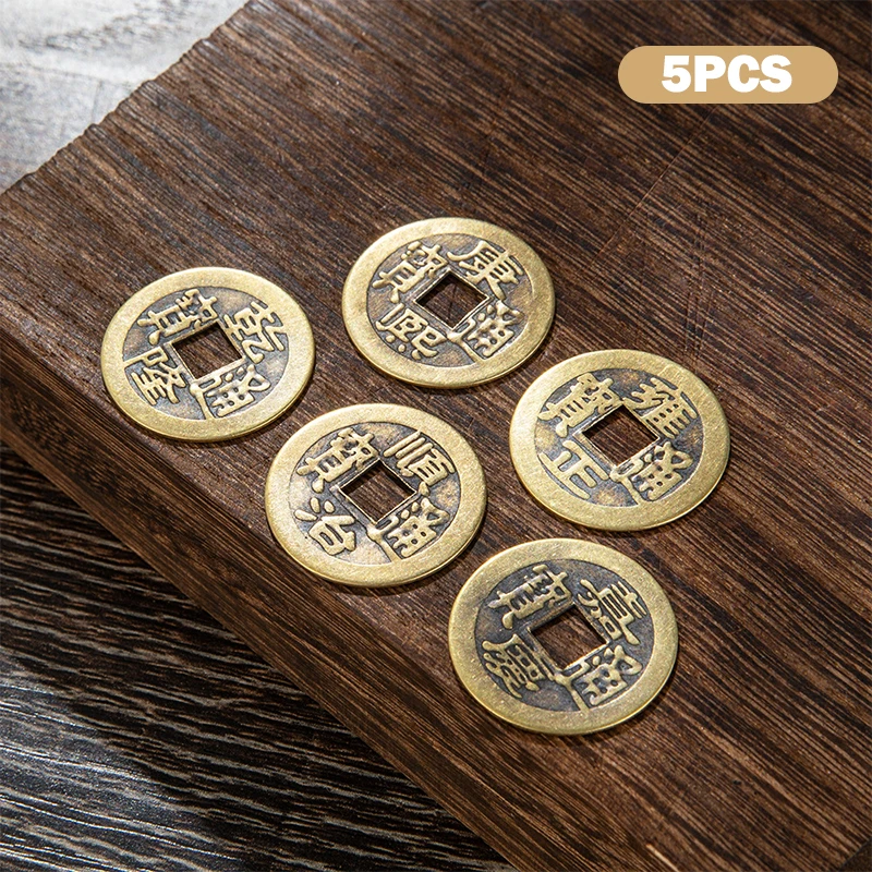 5ks čínske bohatstvo mince Feng Shui I-Ching Coins Chinese Coins Dragon Coins Staroveká čínska dynastia Cin Mince Hole Decor Decor