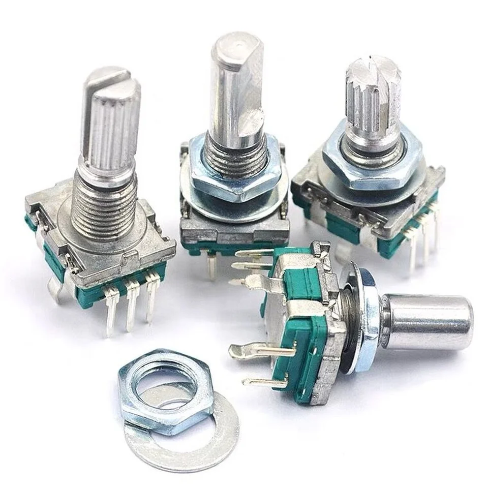 5ks/šarža 20 poloha 360 stupňov Rotary Ec11 W tlačidlo Push 5pin Rukoväť dlhé 15/20 mm so zabudovaným spínačom tlačidla