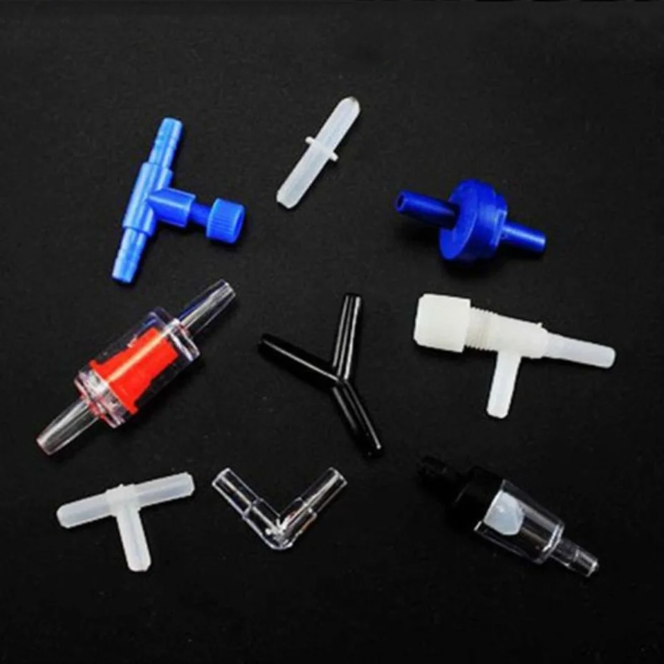 5ks/šarža Aquarium Accessories Fish Tank vzduchové trubica trubica trubice vzduchové ventily Skontrolujte spínač refluxného ventilu Tap 4 mm Priemer